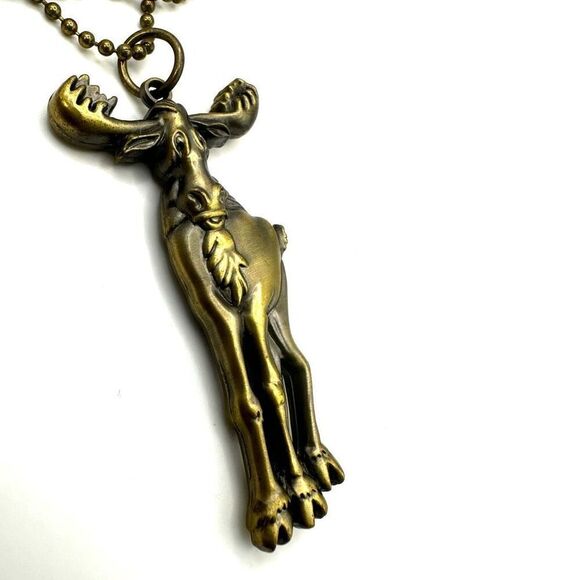 Moose long bronze tone pendant necklace - Picture 10 of 11